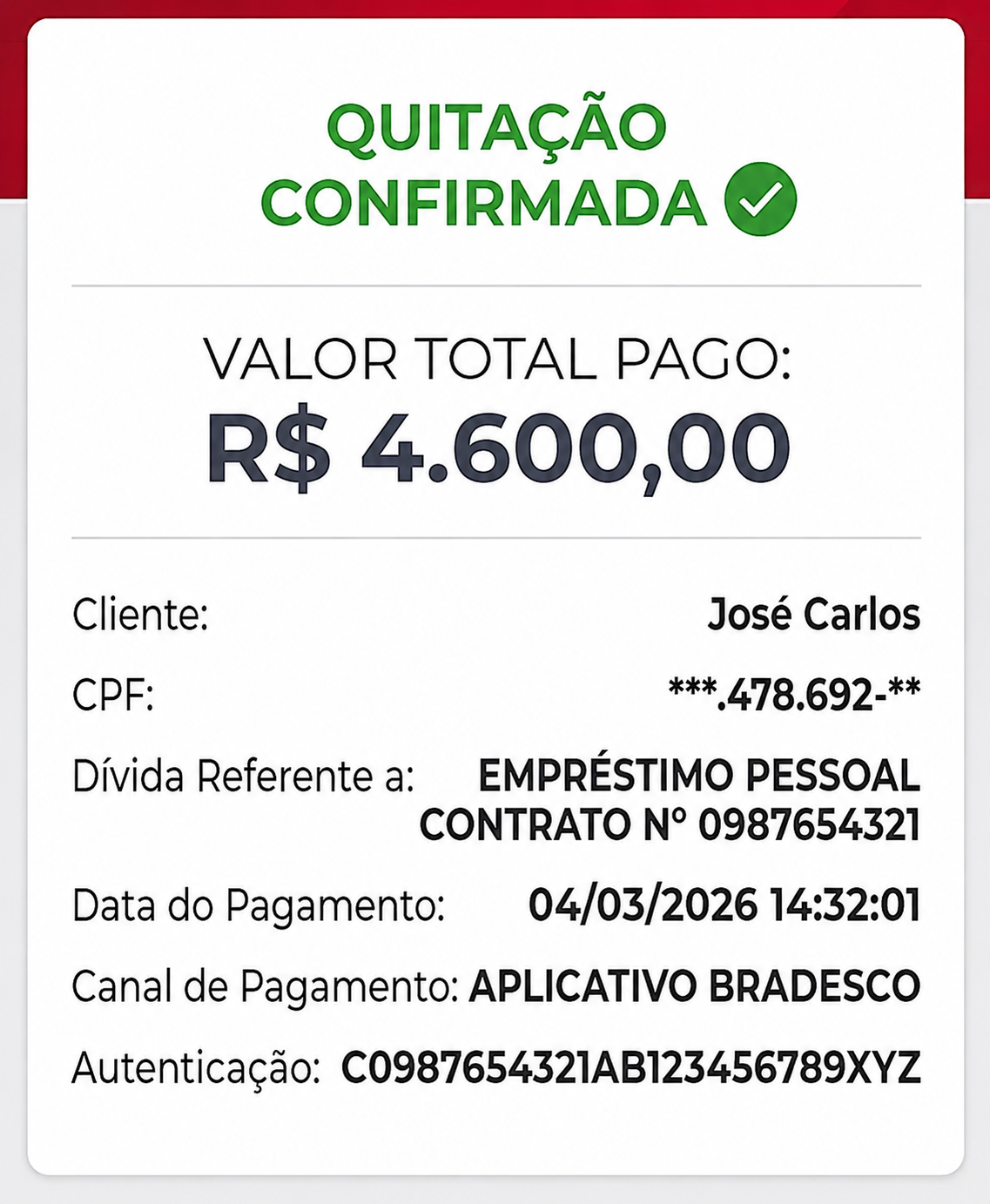 Extrato bancário com dinheiro inesperado